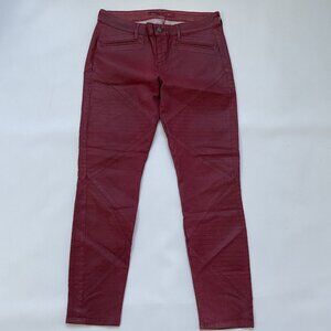 Guess Women’s Diamond Paneled Skinny Jeans Red Coated Super Stretch Size 32